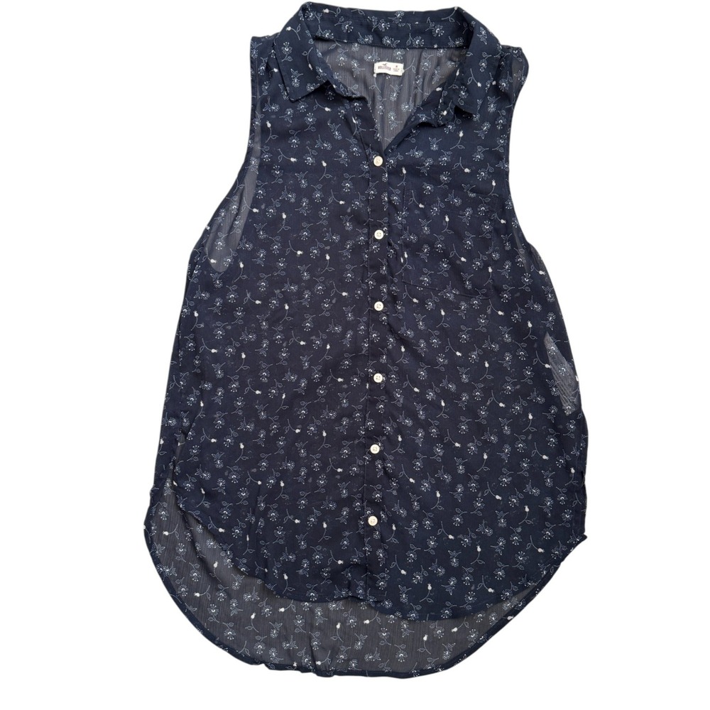 Hollister Floral Sleeveless Button‎ Down Shirt Top Blouse - Medium